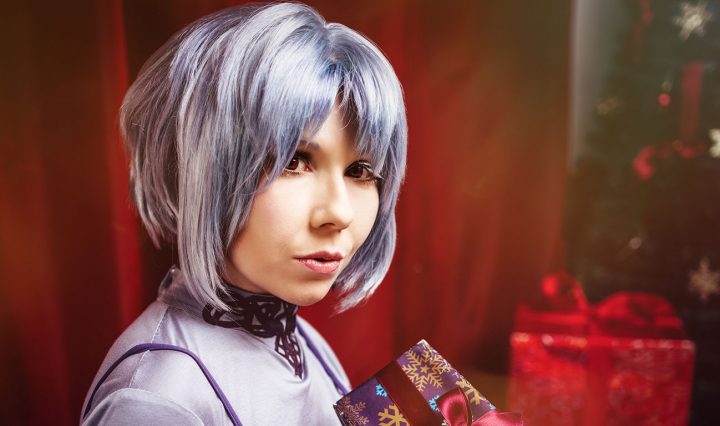 Rei Ayanami Cosplay in Christmas Set