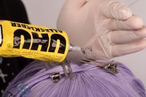 glue applied to clear plastic